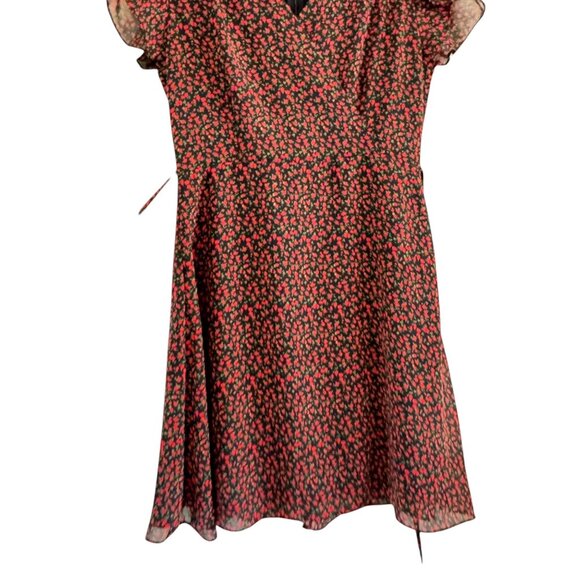 Patterned Dress Women's V-Neck Short Sleeve Knee Length Dress Size L - Picture 4 of 8